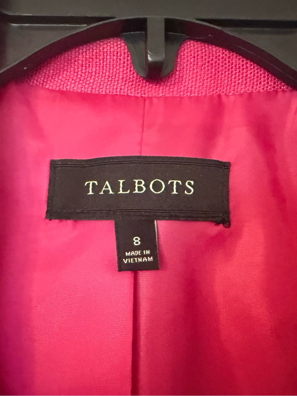 Talbots Women's Pink Linen Notch Collar Blazer Jacket Sz 8 Mid-Length 3 Button - Picture 9 of 11